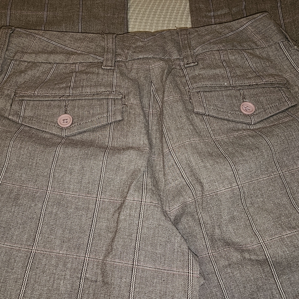 GAP Stretch Women Tan Wide Leg Plaid Dress Pants Sz 1R - Picture 2 of 8